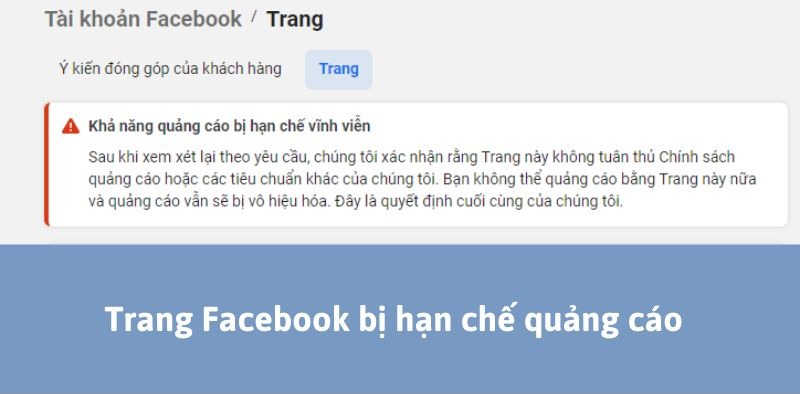 Trang Facebook bị hạn chế quảng cáo - lỗi quảng cáo Facebook không được phê duyệt